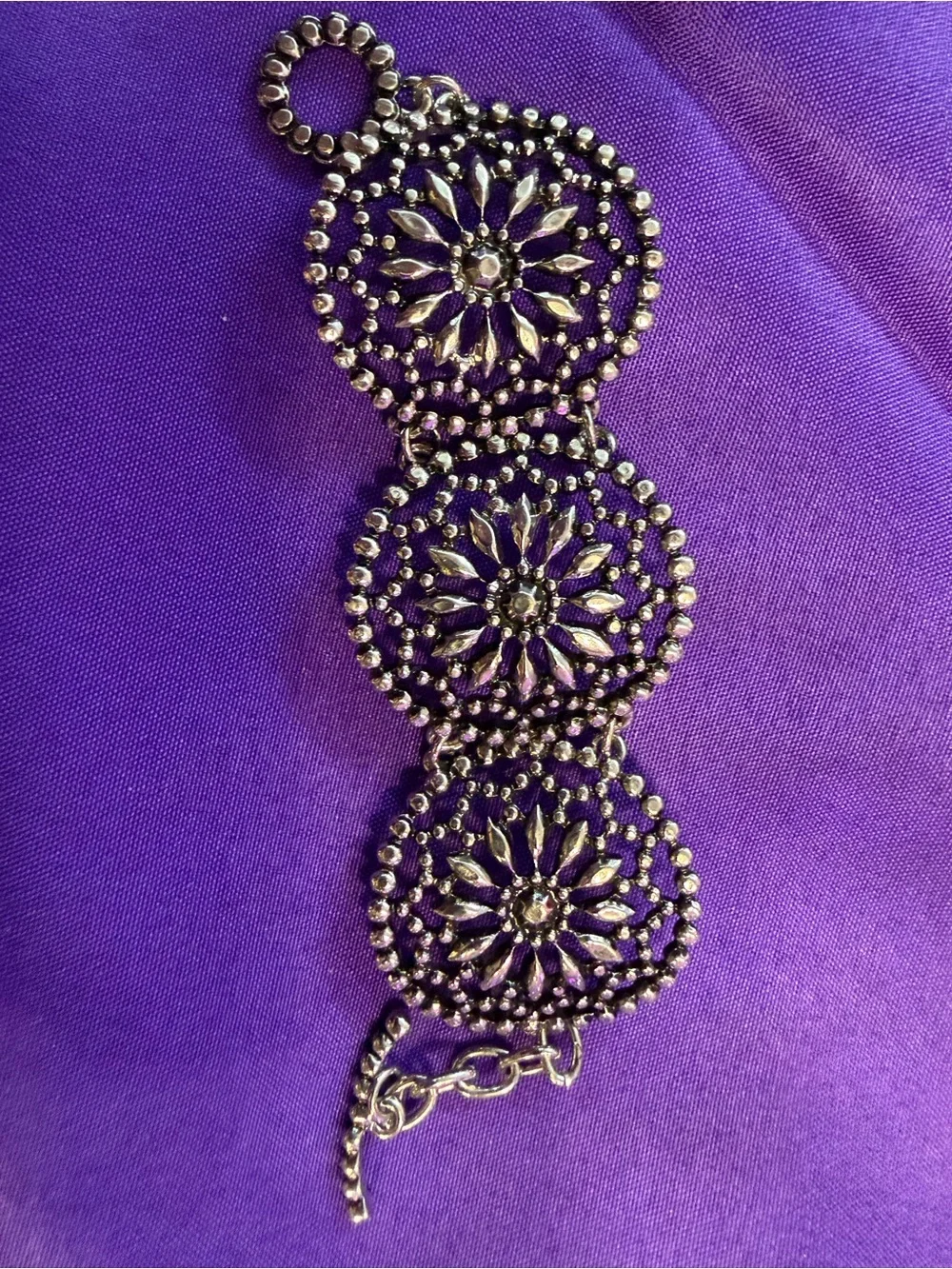 Park Lane Silver Tone Filigree Medallion Statement Bracelet